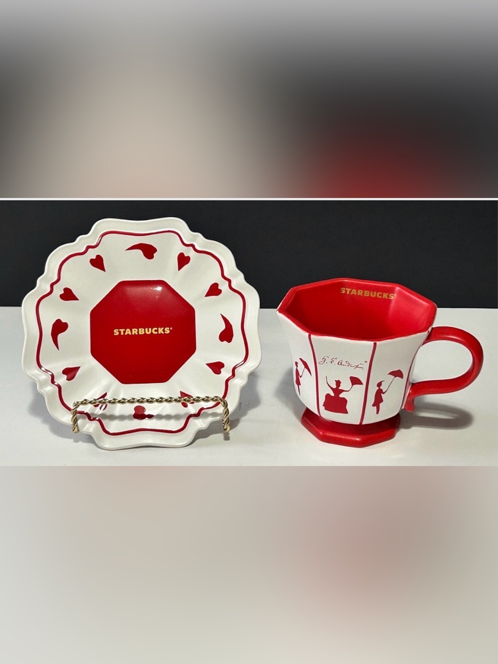 Starbucks Christmas Paper-Cut Ballet Dancer Red Cup Plate Set